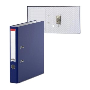 Папка-регистратор А4, 50 мм, ErichKrause Business, собранная, пластиковый карман, синяя, металлический кант,