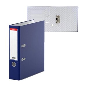 Папка-регистратор А4, 70 мм, Бизнес'собранная, синяя, пластиковый карман, металлический кант, картон 2 мм,