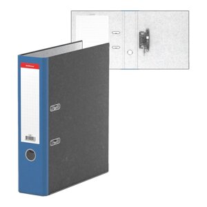 Папка-регистратор А4, 70 мм Original, собранная, мраморная, синяя, металлический кант, картон 2 мм, вместимость 450