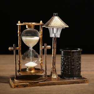 Песочные часы 'Уличный фонарик'сувенирные, подсветка, каранд-цей, 6.5 х 15.5 х 14.5 см, микс