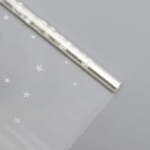 Плёнка для цветов упаковочная глянцевая 'Звёзды'серебро, 1 х 5.2 м, 200 г