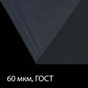 Плёнка полиэтиленовая 60 мкм, прозрачная, длина 10 м, ширина 3 м, рукав (1.5 м x 2), ГОСТ 10354-82