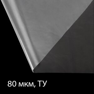 Плёнка полиэтиленовая 80 мкм, прозрачная, длина 10 м, ширина 3 м, рукав (1.5 м x 2), Эконом 50
