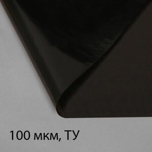 Плёнка полиэтиленовая, техническая, 100 мкм, чёрная, длина 10 м, ширина 3 м, рукав (1.5 м x 2), Эконом 50