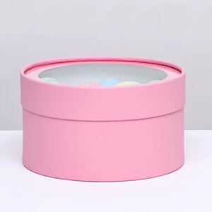 Подарочная коробка 'Нежность' розовая, завальцованная с окном, 18 х 10 см