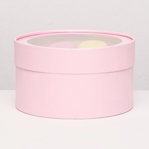 Подарочная коробка 'Нежность'розовый перламутр, завальцованная с оконом, 18 х 10 см