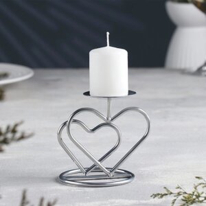 Подсвечник 'Валентин 3' металл на одну свечу, 10х10,7 см, хром