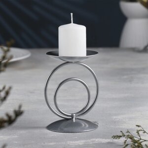 Подсвечник 'Закат' металл на одну свечу, 8,3х11 см, серебро