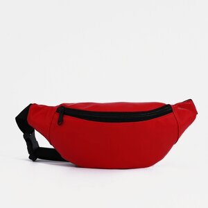Поясная сумка на молнии, наружный карман, цвет красный