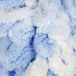Пряжа 'Puffy color' 100 микрополиэстер 9м/100г (5865 бело-голубой)