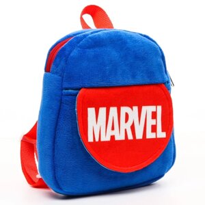 Рюкзак плюшевый на молнии, с карманом, 19 х 22 см 'Супер-герои'Мстители