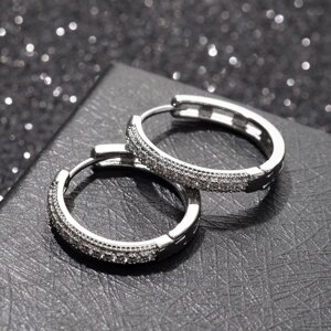 Серьги-кольца 'Всплеск' чёткая двойная линия, d2,4 см, цвет белый в серебре