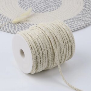 Шнур для плетения, хлопчатобумажный, без сердечника, d 5 мм, 50 1 м, цвет белый