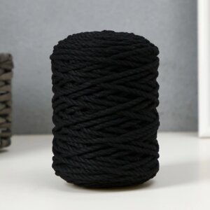 Шнур для вязания 80 хлопок, 20 полиэстер крученый 3 мм,185г/45м,11-черный