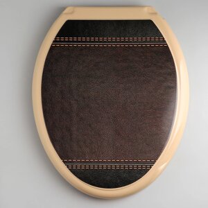 Сиденье для унитаза с крышкой Росспласт 'Декор. Кожа'44,5x37,5 см, цвет коричневый