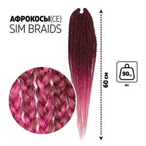 SIM-BRAIDS Афрокосы, 60 см, 18 прядей (CE), цвет русый/розовый/светло-розовый (FR-26)