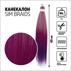 SIM-BRAIDS Канекалон трёхцветный, гофрированный, 65 см, 90 гр, цвет фиолетовый/сиреневый/пепельный (FR-27)