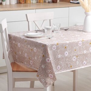 Скатерть на стол на нетканой основе 'Ромашки'137x110 см, цвет коричневый