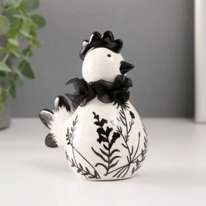 Сувенир керамика 'Цыплёнок. Разнотравье' бело-чёрный' 10х6,6х11,6 см