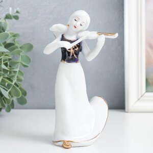 Сувенир керамика 'Девушка-ангел скрипачка' кобальт 15х9х7,5 см