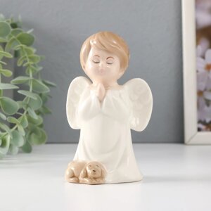 Сувенир керамика 'Малыш-ангел со спящим щенком молится' 7,5х5,7х12 см