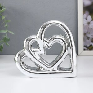 Сувенир керамика 'Сплетённые сердца' серебро 12,3х3,5х11,8 см