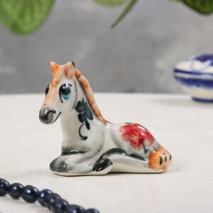 Сувенир 'Лошадь'гжель, цвет, 6,5х8,5 см