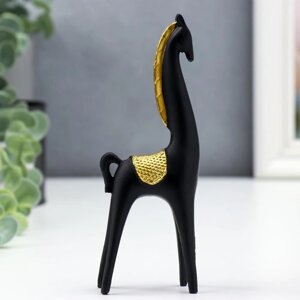 Сувенир полистоун 'Чёрный конь с золотой гривой' 15х2,5х5 см