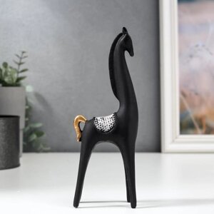 Сувенир полистоун 'Чёрный конь с золотой гривой' 18,5х6,8х3,3 см
