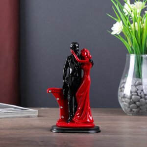 Сувенир полистоун 'Пара влюблённых у колонны со стразами' красно-чёрный 17х9х5,5 см