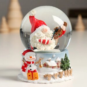 Сувенир полистоун водяной шар 'Дед Мороз со скрипкой' 7х8х9 см (комплект из 6 шт.)