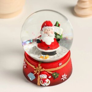 Сувенир полистоун водяной шар 'Дедушка мороз с нарядной ёлкой' 7х8х9 см (комплект из 6 шт.)