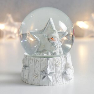 Сувенир полистоун водяной шар 'Снеговик со звездой' 7х6,7х8,8 см (комплект из 6 шт.)