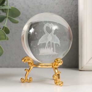 Сувенир стекло 'Фламинго' d6 см ажурная подставка 8,5х6х6 см