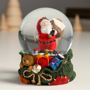 Сувенир свет полистоун водяной шар 'Дед Мороз с мешком на плече' 7х8х9 см (комплект из 6 шт.)