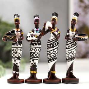 Сувенир 'Женщина Африки с блюдом' 15,5x5x4 см, МИКС (комплект из 4 шт.)