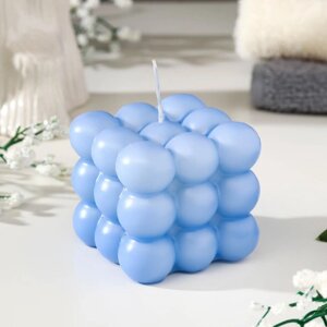 Свеча фигурная 'Бабл куб'6 см, голубая