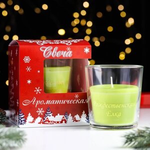 Свеча в стакане ароматическая 'Рождественская ёлка'6,5х8 см, зеленый