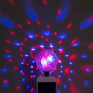 Световой прибор 'Двойной диско-шар' 7 см, 4 коннектора, свечение RGB, 5 В