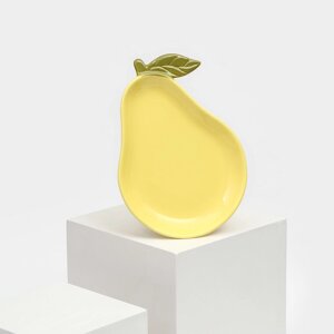 Тарелка керамическая 'Груша'плоская, желтая, 22,5 см, 1 сорт, Иран