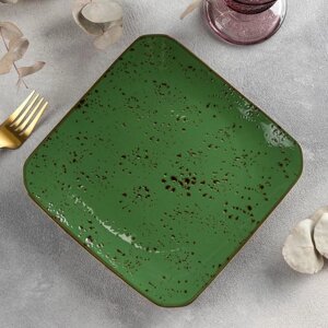Тарелка керамическая квадратная 'Созвездие'd20 см, цвет зелёный