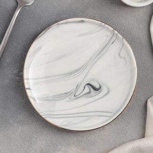 Тарелка керамическая пирожковая 'Мрамор'd15 см, цвет серый