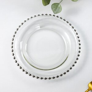 Тарелка стеклянная десертная 'Орбита'd21 см, цвет серебряный