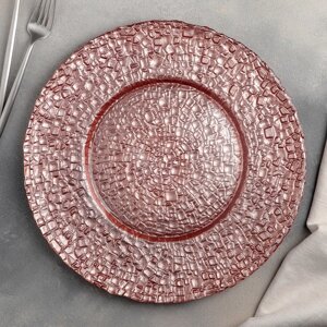 Тарелка стеклянная подстановочная Magistro 'Кринкл'd33 см, цвет розовый