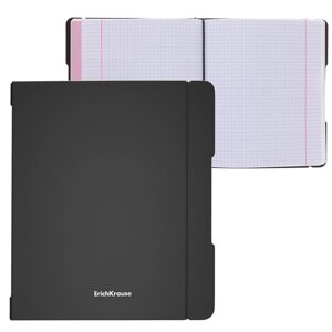 Тетради А5+2 х 48 листов в клетку ErichKrause 'FolderBook'в пластиковой папке, на резинках, блок офсет, белизна