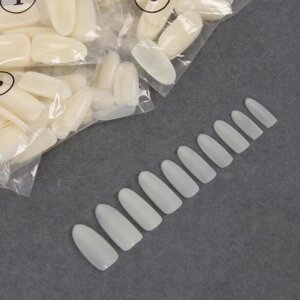 Типсы для наращивания ногтей, 500 шт, форма овал, в пакете, 10 размеров, цвет молочный