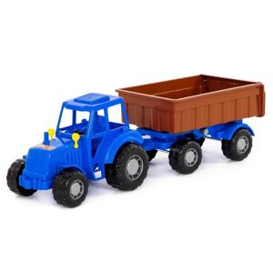 Трактор с прицепом 1, цвет синий (в сеточке)