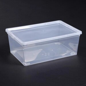 Ящик для хранения с крышкой, 10 л, 37x24x14 см, цвет прозрачный