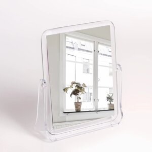 Зеркало настольное, двустороннее, зеркальная поверхность 12 x 15 см, цвет прозрачный