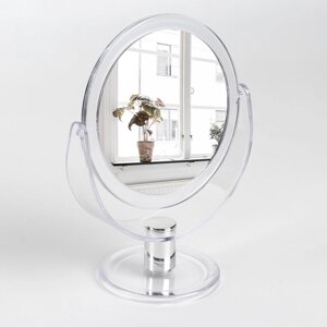Зеркало настольное 'Круг'двустороннее, с увеличением, d зеркальной поверхности 10,5 см, цвет прозрачный